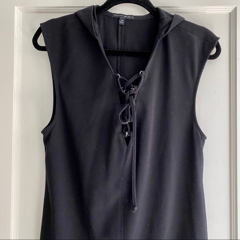 Dolce Vita Black Dress with Hood and Lace-up Top Medium